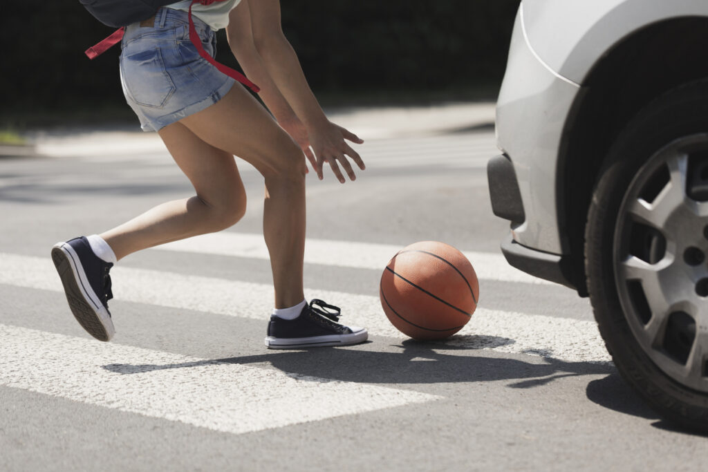 pedestrian car accident about to happen