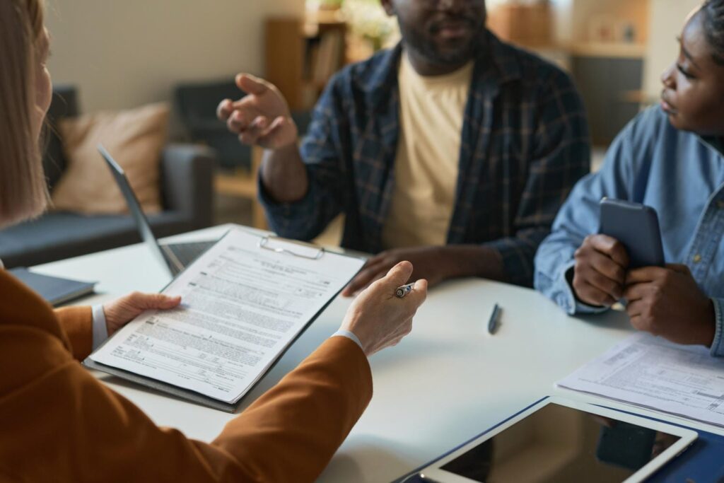 Brain injury client attending a first consultation with a lawyer in Ontario accompanied by a family member